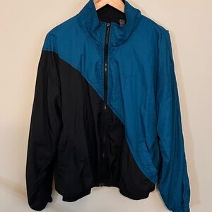 Vintage MacGregor Track Jacket Adult L‎ Black & Teal Full Zip 90s Windbreaker